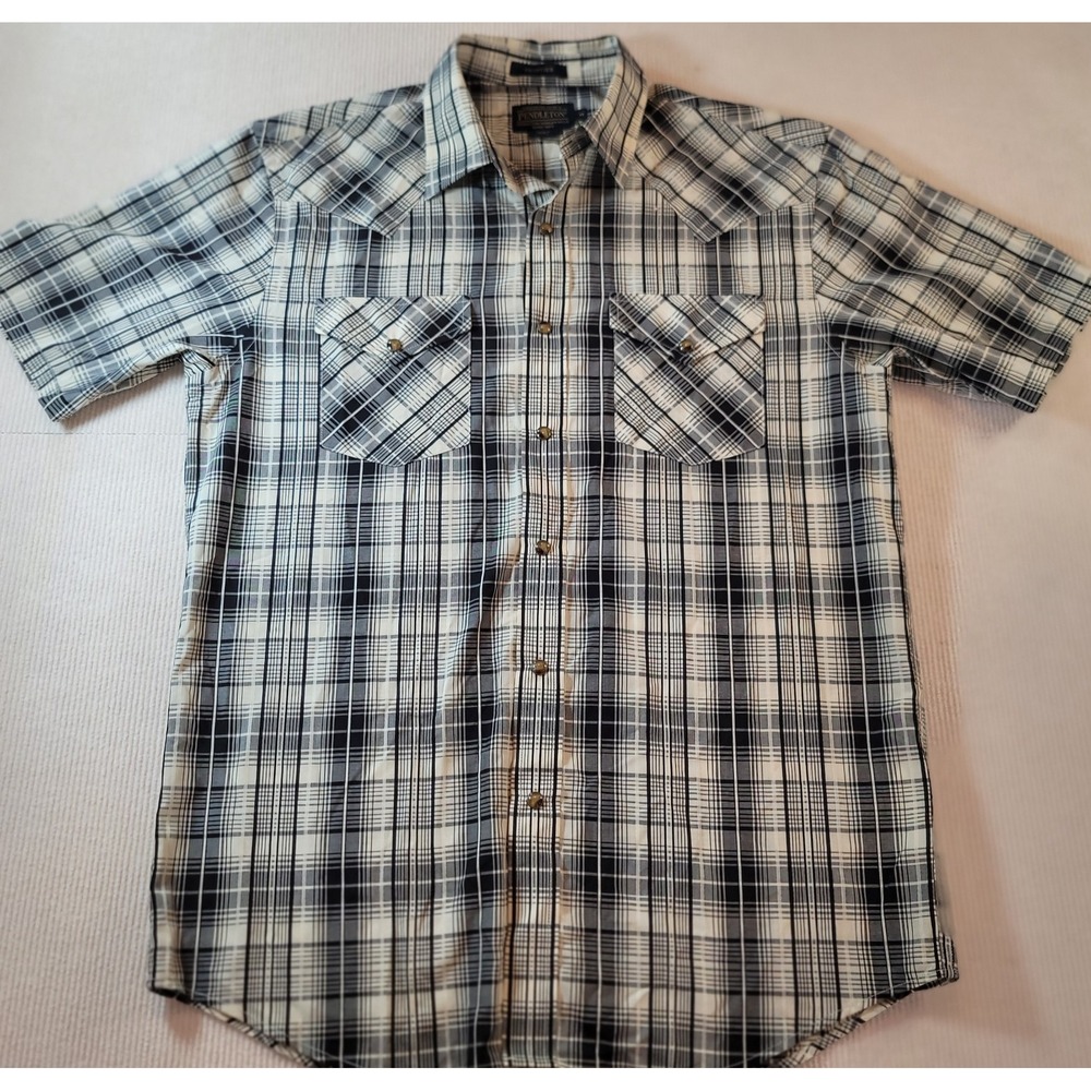 Pendleton Frontier Shirt Western Rodeo Workwear Mens Brown M Pearl Snap Plaid